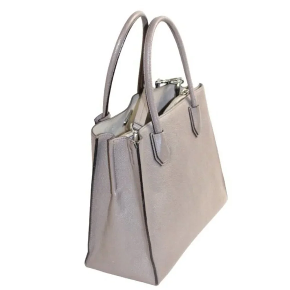 Michael Kors Mercer Gray Leather Convertible Structured Cross Body Satchel